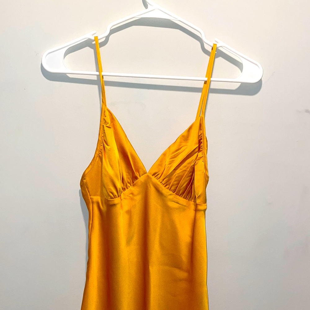 A&F Ruched satin midi slip dress